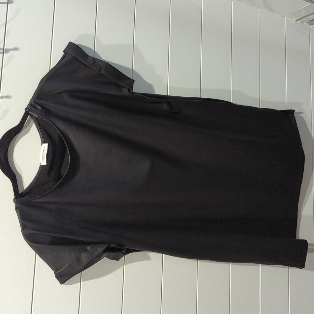 Black faux leather mini dress